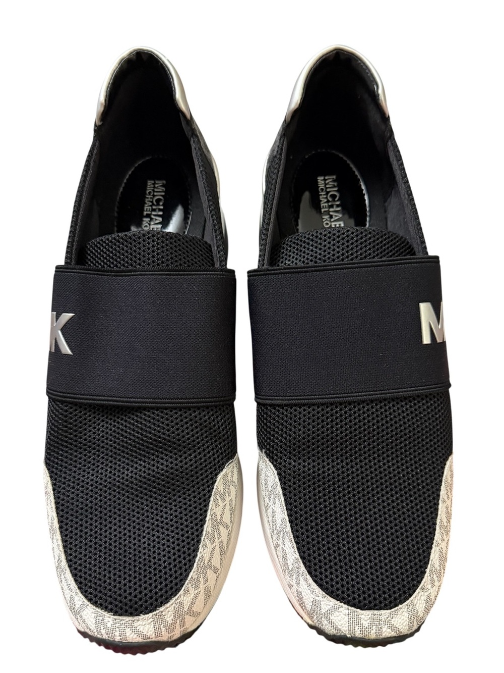 Michael Kors Felix Black, White and Silver Women’s Slip-On Trainers size 8